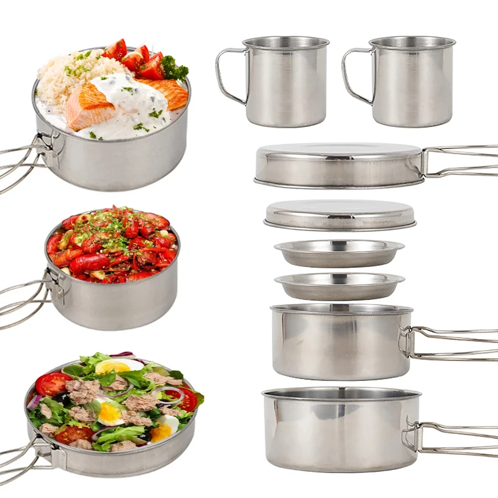 8 шт./компл. посуда для кемпин – обзор и цена Paella Pan Steel